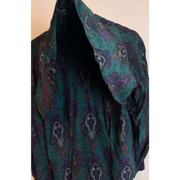 Vintage 80s Francesca of Damon Starington Silk Floral Button Front Blouse Size 6 - Picture 6 of 7